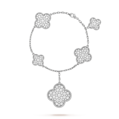 [ROSE]CLOVER 6 MOTIFS SILVER DIAMOND BRACELET