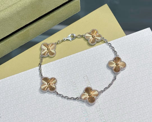 [ROSE]Christmas edition CLOVER SILVER 5 MOTIFS BRACELET