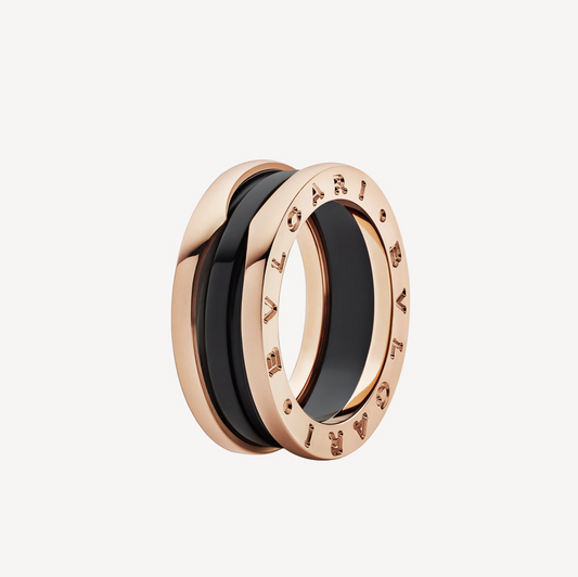 [Rose Jewels]ZERO 1 TWO-BAND LOOPS AND BLACK CERAMIC PINK GOLD RING