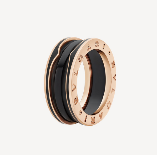 [Rose Jewels]ZERO 1 TWO-BAND WITH MATTE BLACK CERAMIC PINK GOLD RING