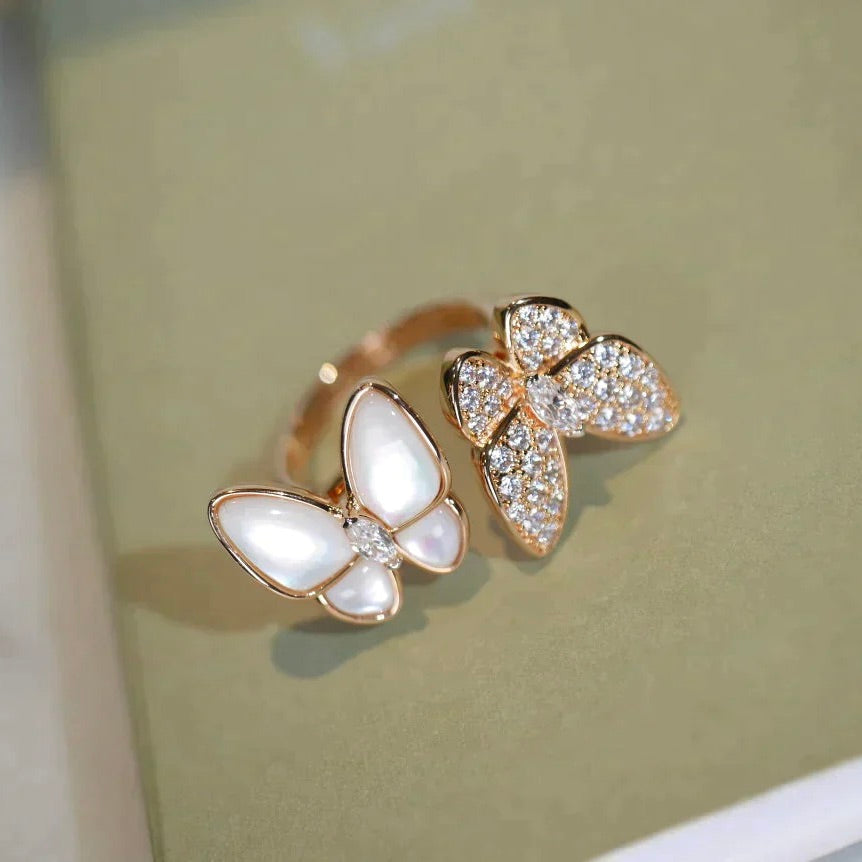 [ROSE]TWIN BUTTERFLY DIAMOND MOP RING