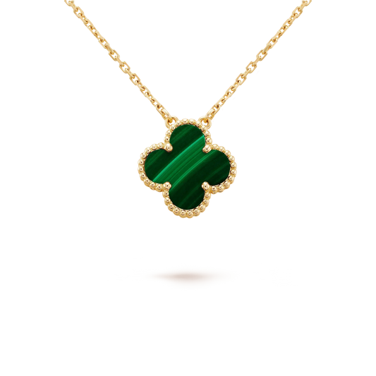 [ROSE]CLOVER 15MM MALACHITE SINGLE FLOWER  NECKLACE