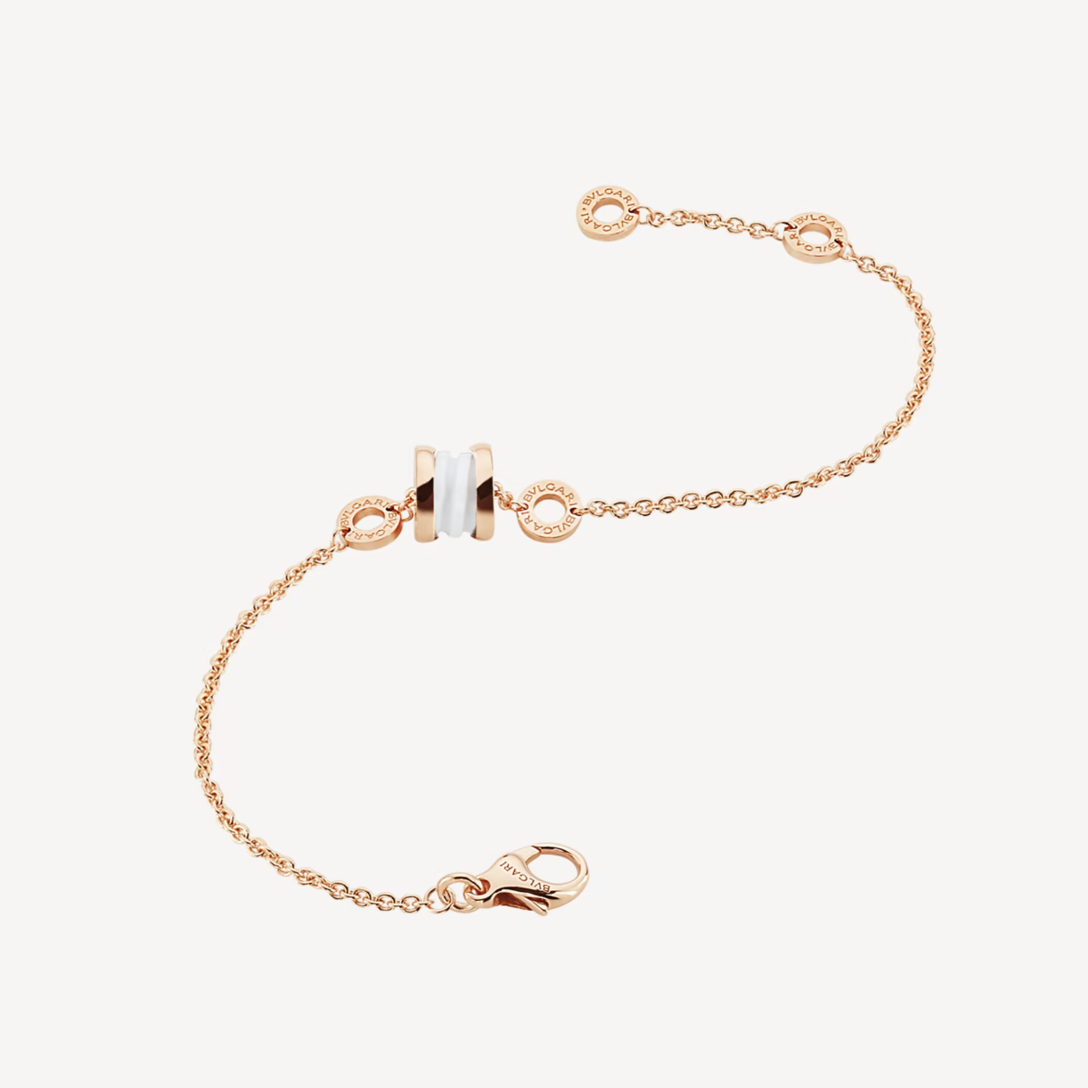 [Rose Jewels]ZERO 1 SOFT PINK GOLD AND WHITE CERAMIC BRACELET