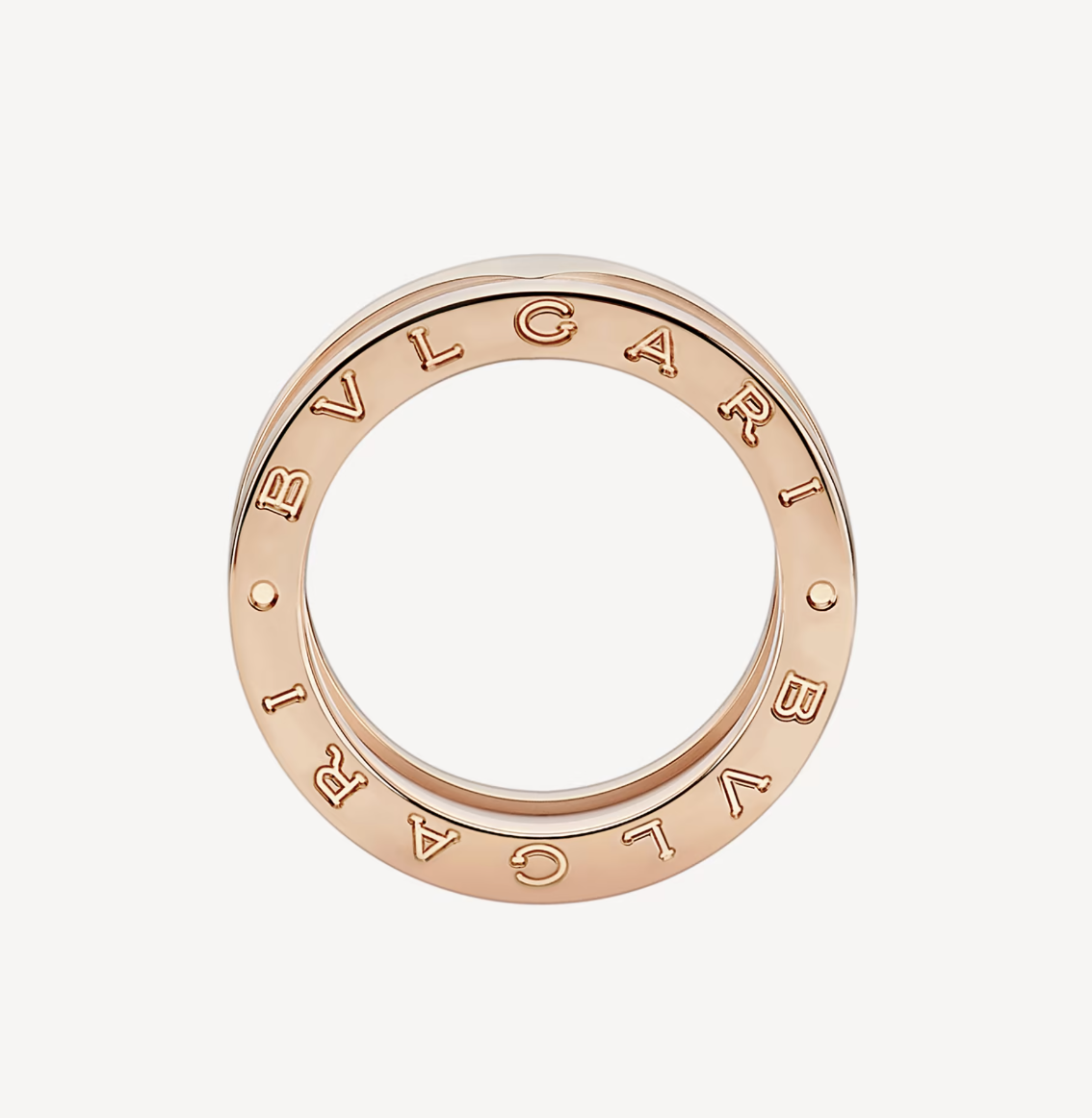 [Rose Jewels]ZERO 1 TWO-BAND LOOPS AND WHITE CERAMIC SPIRAL PINK GOLD RING