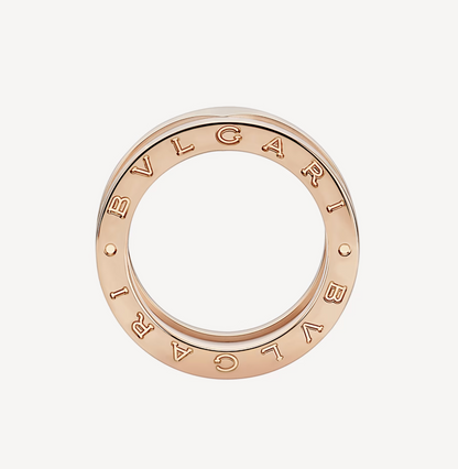 [Rose Jewels]ZERO 1 TWO-BAND LOOPS AND WHITE CERAMIC SPIRAL PINK GOLD RING