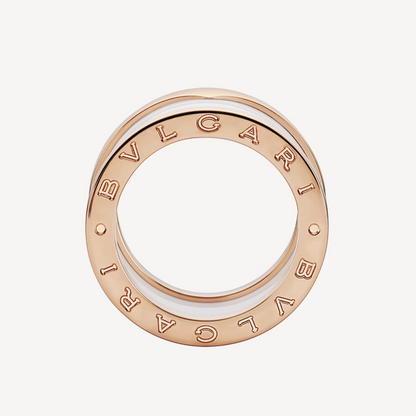 [Rose Jewels]ZERO 1 FOUR-BAND LOOPS AND WHITE CERAMIC SPIRAL PINK GOLD RING