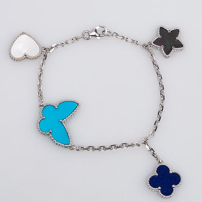 [ROSE]LUCKY SPRING SILVER BRACELET 4 MOTIF