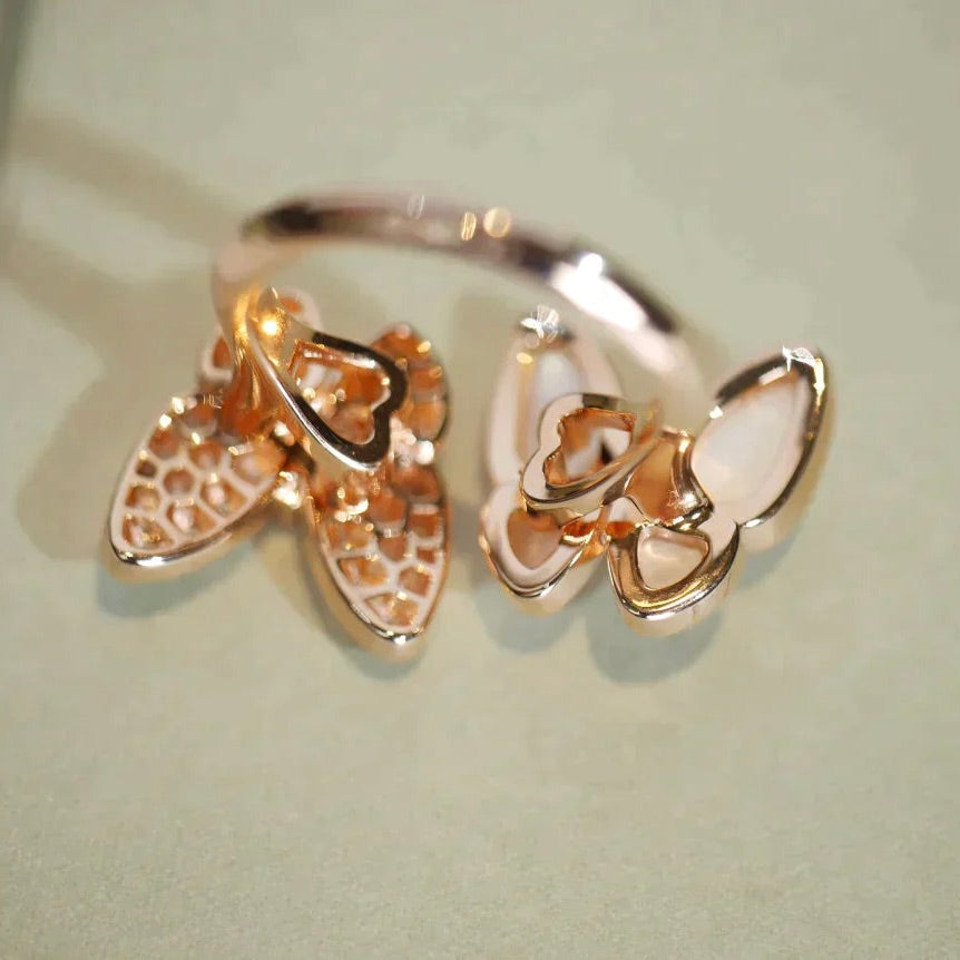 [ROSE]TWIN BUTTERFLY DIAMOND MOP RING