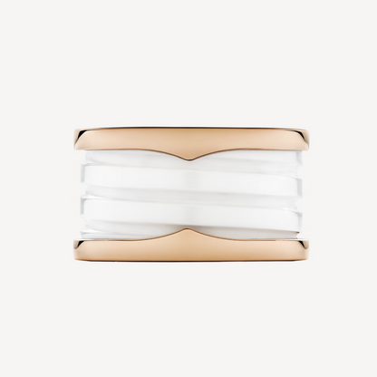 [Rose Jewels]ZERO 1 FOUR-BAND LOOPS AND WHITE CERAMIC SPIRAL PINK GOLD RING