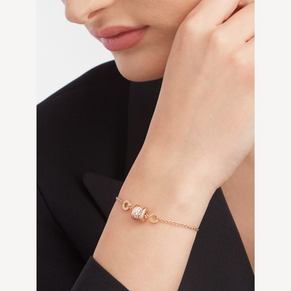 [Rose Jewels]ZERO 1 SOFT PINK GOLD WITH PAVED DIAMONDS ON THE SPIRAL BRACELET