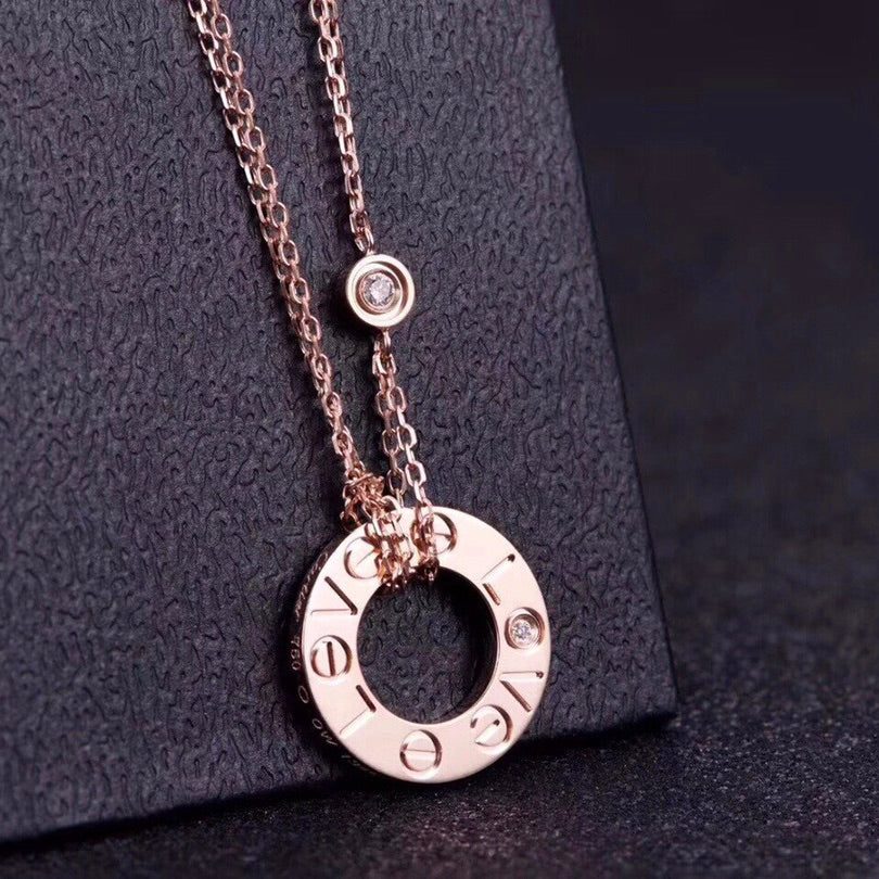 [ROSE]LOVE NECKLACE 16MM 2 DIAMONDS