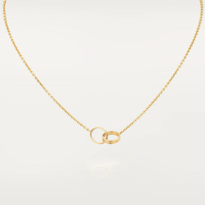 [ROSE]LOVE NECKLACE DOUBLE RING GOLD