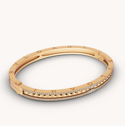 [Rose Jewels]ZERO 1 SPIRAL AND PAVED DIAMOND GOLD BRACELET