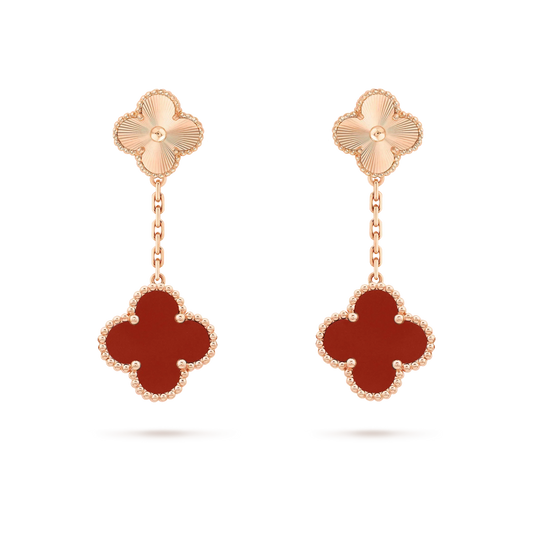 [ROSE]CLOVER 2 MOTIF  LASER CARNELIAN EARRINGS