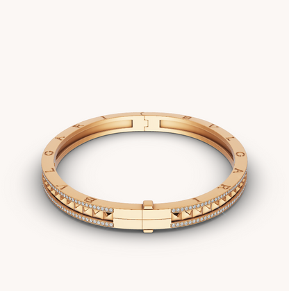 [Rose Jewels]ZERO 1 SPIRAL AND PAVED DIAMOND GOLD BRACELET