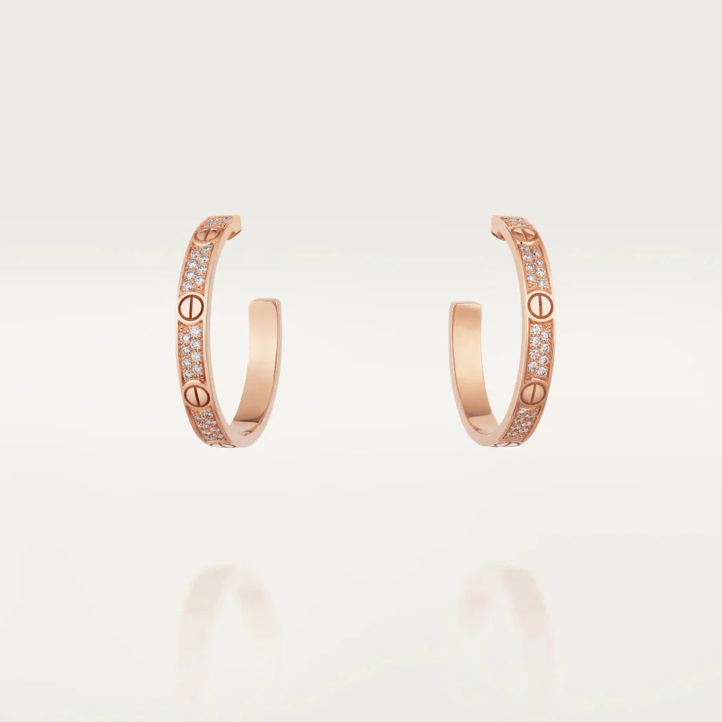 [ROSE]LOVE DIAMOND PINK GOLD HOOP EARRINGS