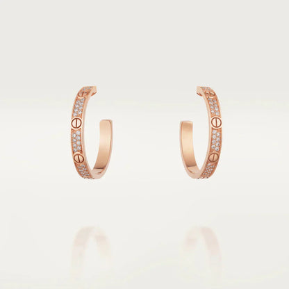 [ROSE]LOVE DIAMOND PINK GOLD HOOP EARRINGS