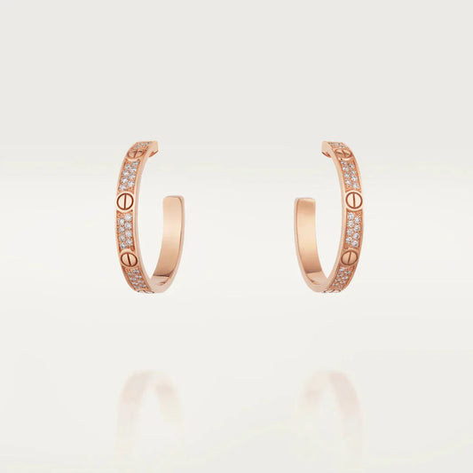 [ROSE]LOVE DIAMOND PINK GOLD HOOP EARRINGS