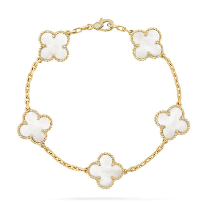 [ROSE]CLOVER  5 MOTIF WHITE MOP BRACELET