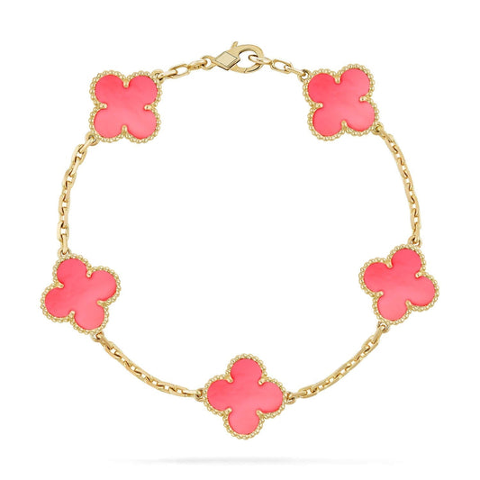 [ROSE]CLOVER 5 PINK MOP BRACELET