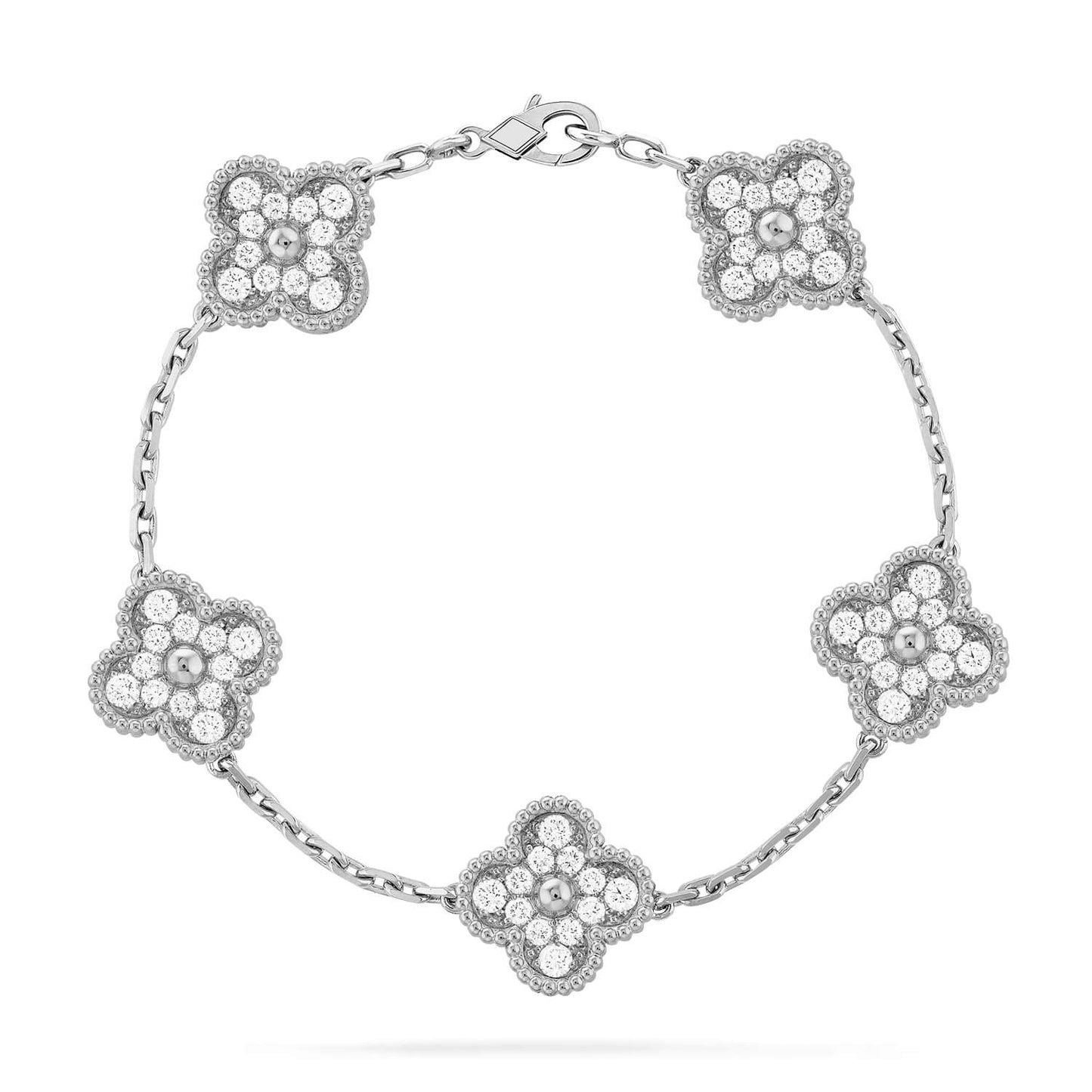 [ROSE]CLOVER 5 MOTIFS  DIAMOND BRACELET SILVER