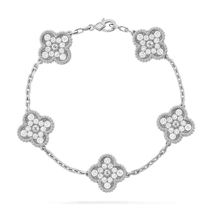 [ROSE]CLOVER 5 MOTIFS  DIAMOND BRACELET SILVER