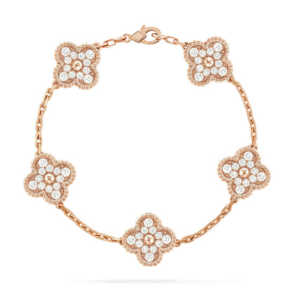 [ROSE]CLOVER 5 MOTIFS  FULL DIAMOND BRACELET