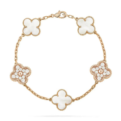 [ROSE]CLOVER BRACELET 5 MOTIF WHITE MOP DIAMOND