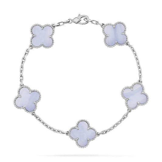 [ROSE]CLOVER  5 MOTIF PURPLE CHALCEDONY BRACELET SILVER