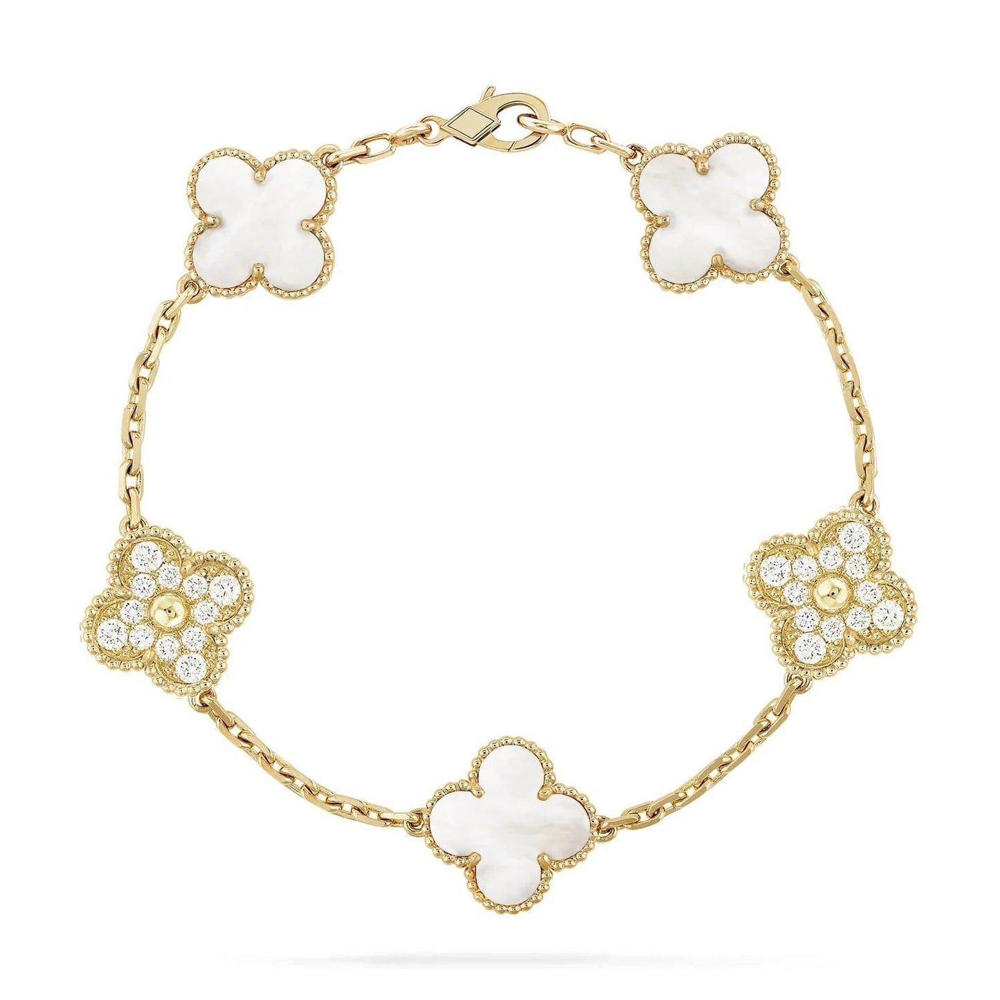 [ROSE]CLOVER BRACELET 5 MOTIF WHITE MOP DIAMOND