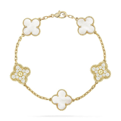 [ROSE]CLOVER BRACELET 5 MOTIF WHITE MOP DIAMOND