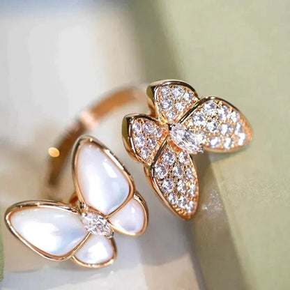 [ROSE]TWIN BUTTERFLY DIAMOND MOP RING