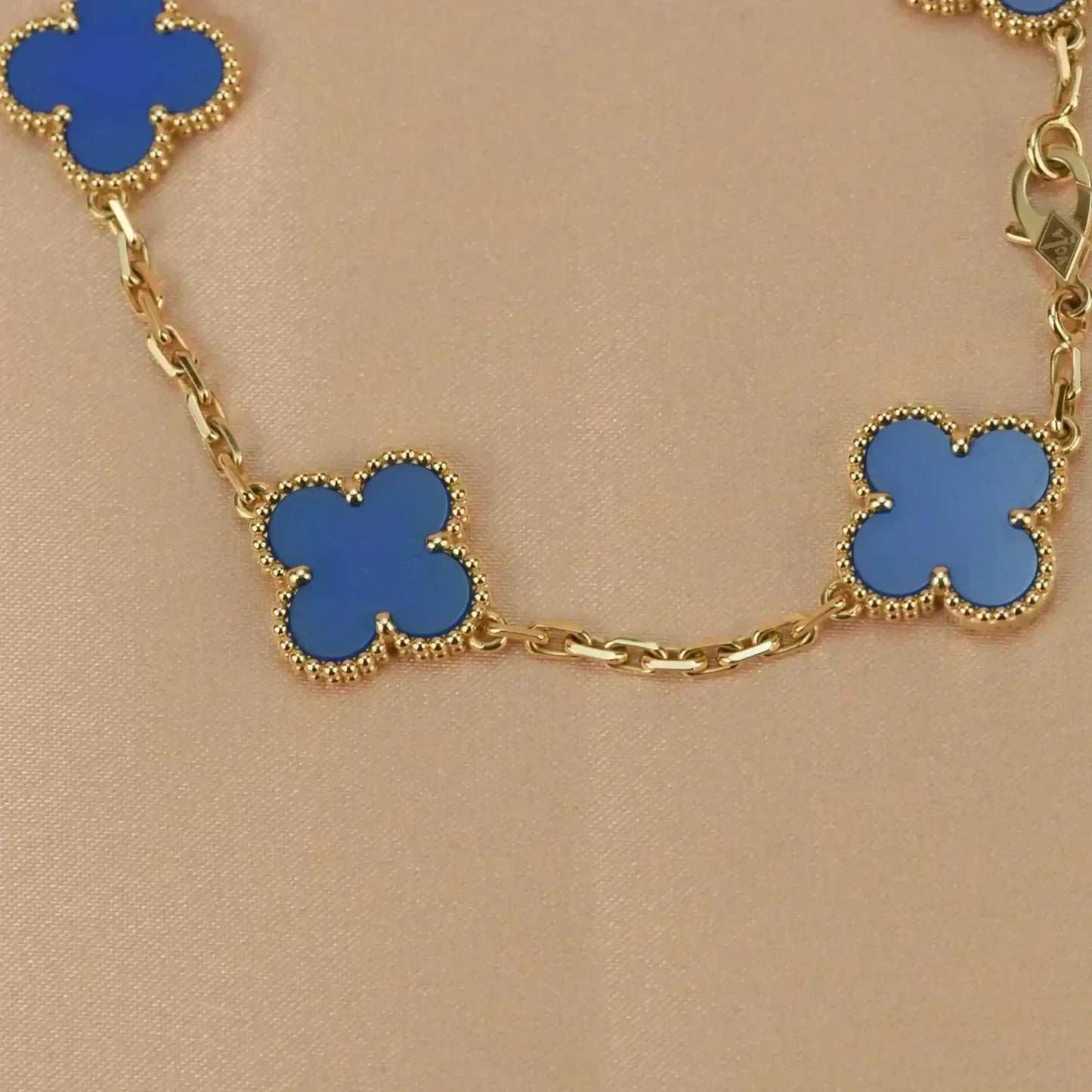 [ROSE]CLOVER 5 MOTIFS BLUE AGATE BRACELET