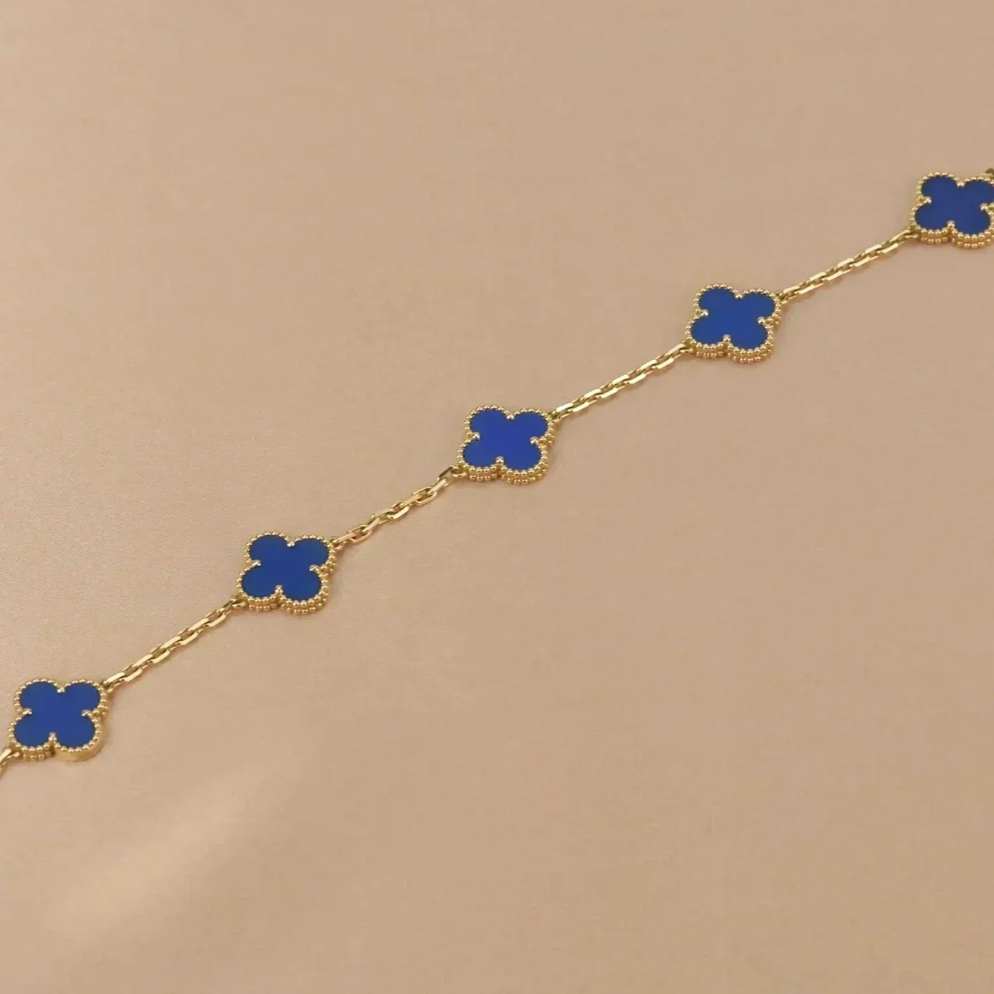 [ROSE]CLOVER 5 MOTIFS BLUE AGATE BRACELET