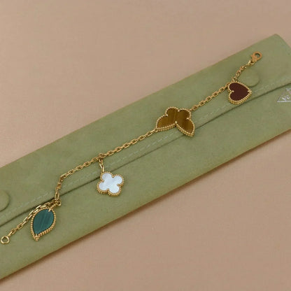 [ROSE]LUCKY SPRING 5 MOTIF GOLD BRACELET