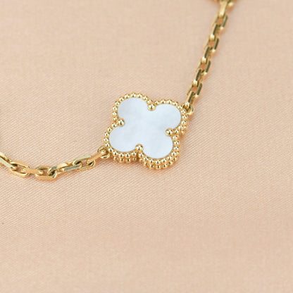 [ROSE]CLOVER  5 MOTIF WHITE MOP BRACELET