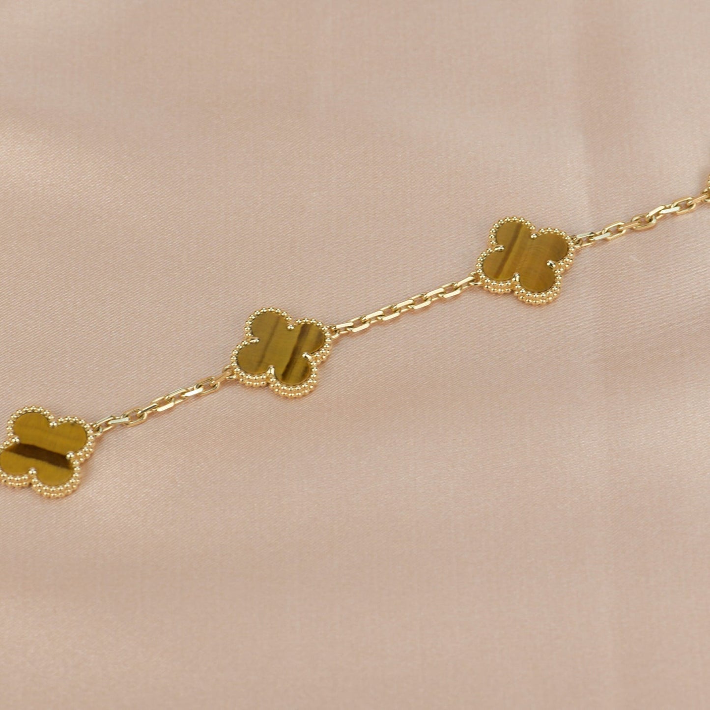 [ROSE]CLOVER  5 MOTIFS TIGER EYE BRACELET