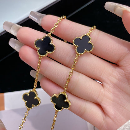 [ROSE]CLOVER 10 MOTIFS ONYX NECKLACE