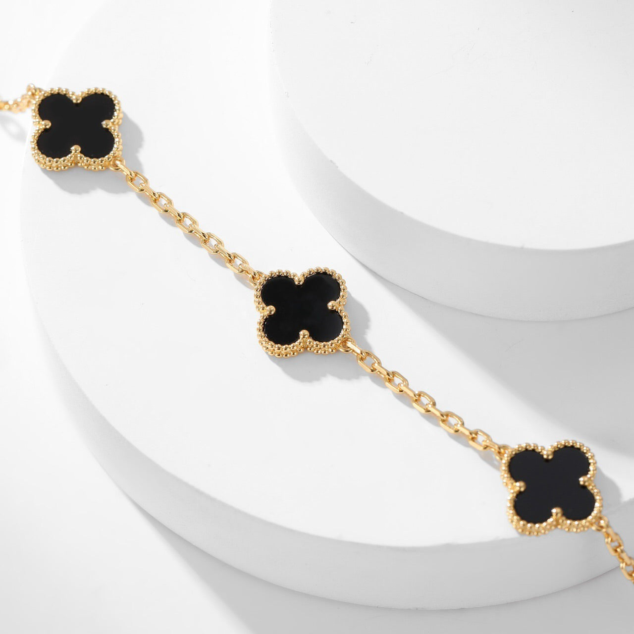 [ROSE]CLOVER 10 MOTIFS ONYX NECKLACE