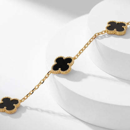 [ROSE]CLOVER 10 MOTIFS ONYX NECKLACE