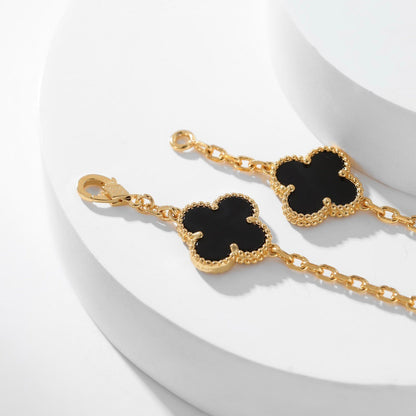 [ROSE]CLOVER 10 MOTIFS ONYX NECKLACE