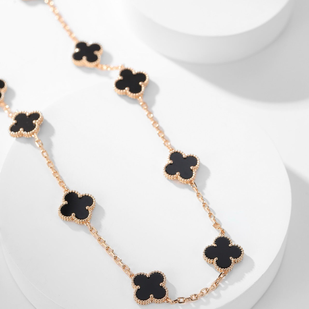 [ROSE]CLOVER 10 MOTIFS ONYX NECKLACE