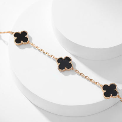 [ROSE]CLOVER 10 MOTIFS ONYX NECKLACE