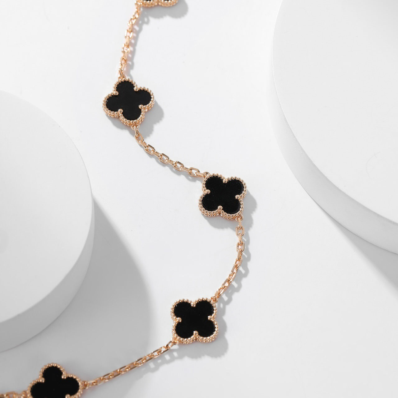 [ROSE]CLOVER 10 MOTIFS ONYX NECKLACE