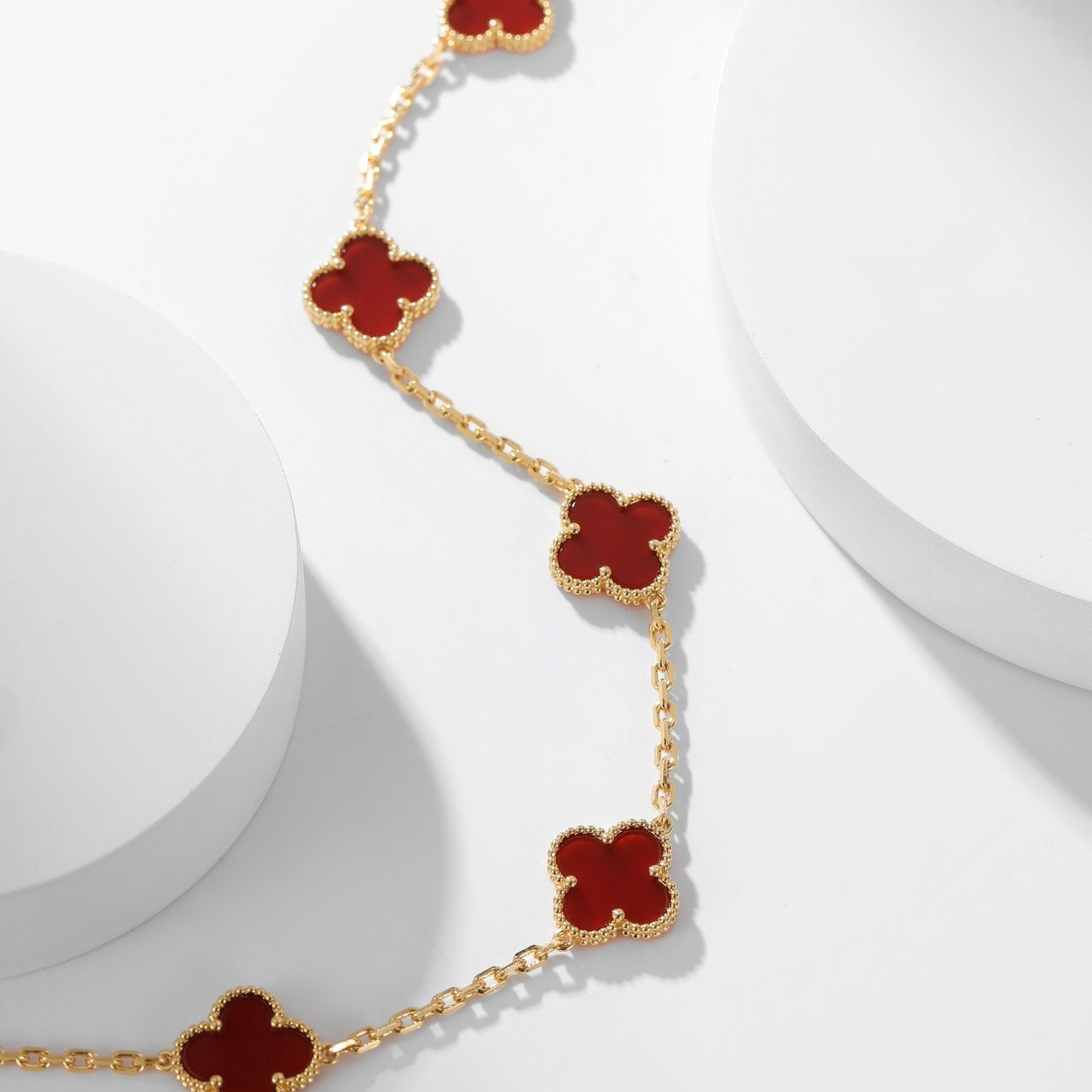 [ROSE]CLOVER 10 MOTIFS CARNELIAN NECKLACE