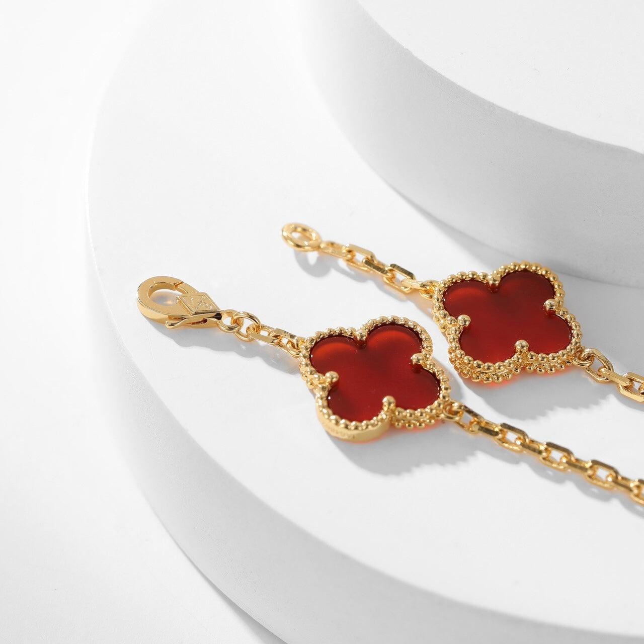 [ROSE]CLOVER 10 MOTIFS CARNELIAN NECKLACE