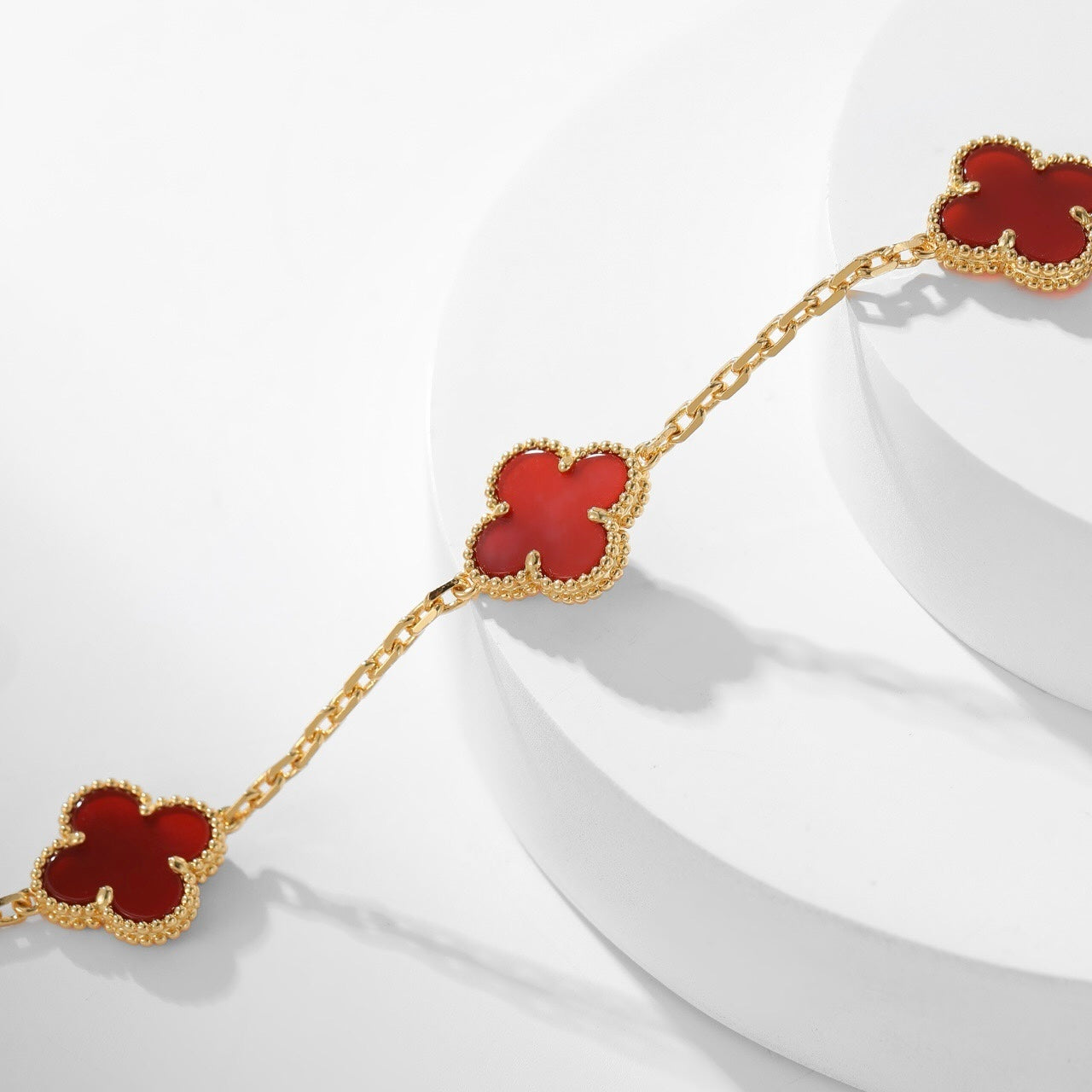 [ROSE]CLOVER 10 MOTIFS CARNELIAN NECKLACE