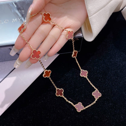 [ROSE]CLOVER 10 MOTIFS CARNELIAN NECKLACE