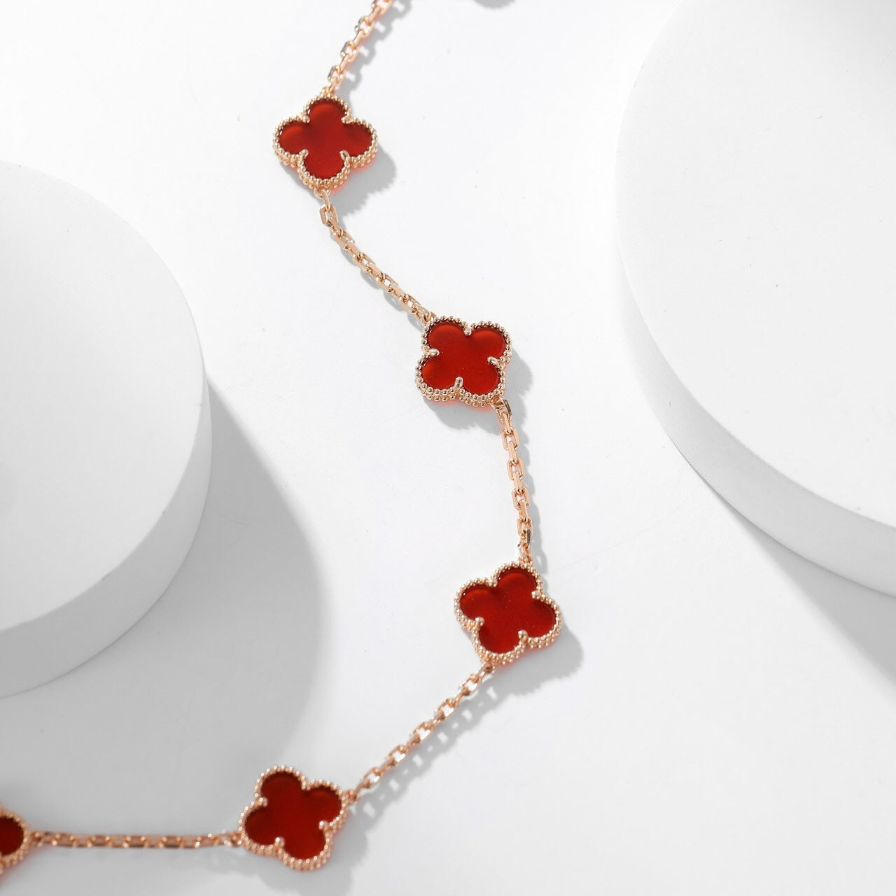 [ROSE]CLOVER 10 MOTIFS CARNELIAN NECKLACE