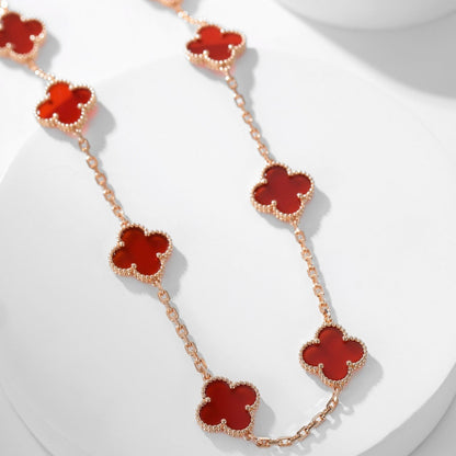 [ROSE]CLOVER 10 MOTIFS CARNELIAN NECKLACE